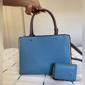 Kate Spade Blue Grey purse with matching wallet